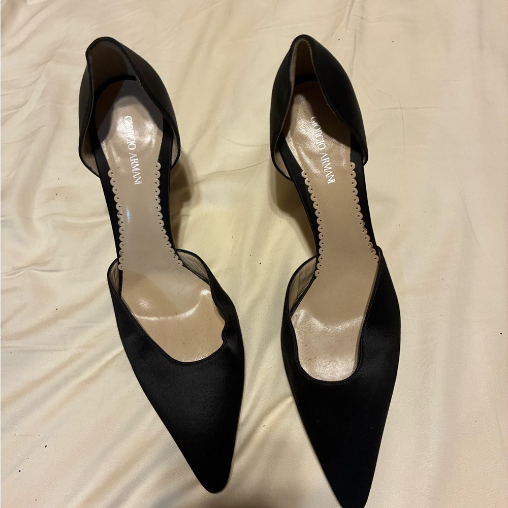 Giorgio Armani Women's Black Satin Heels